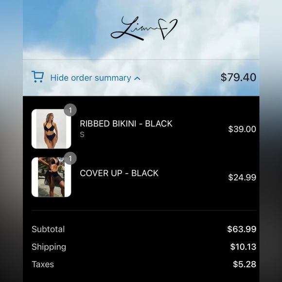 Black Ribbed Bikini with Sheer Coverup - Picture 2 of 6